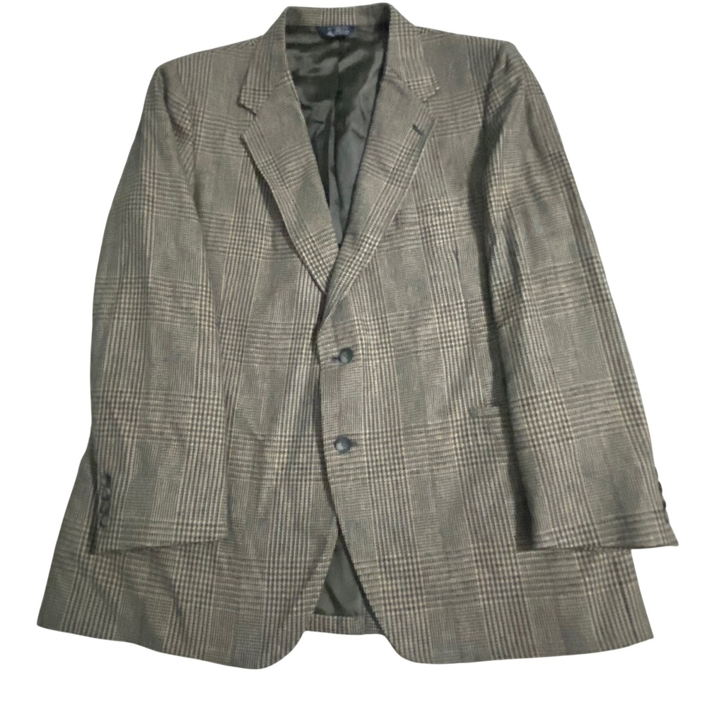 Kuppenheimer Robert Noble Scottish Wool Blazer Mens Glen Plaid Sport Coat Brown